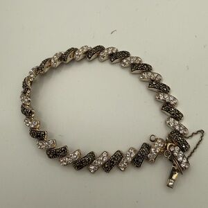 C568 Vintage 925 Marcasite and Crystal Bracelet 8”